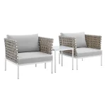 Finds Outdoor Patio Seating Set 2 Chairs and 1 Table Set (White) Braided & Rope - Image 2