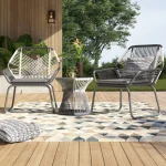 Crimson Outdoor Patio Seating Set 2 Chairs and 1 Table Set (White + Dark Grey) - Image 3
