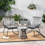 Crimson Outdoor Patio Seating Set 2 Chairs and 1 Table Set (White + Dark Grey) - Image 4