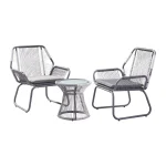 Crimson Outdoor Patio Seating Set 2 Chairs and 1 Table Set (White + Dark Grey) - Image 5