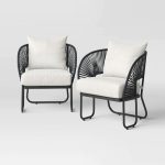 Lucas Outdoor Sofa Set 2 Seater , 2 Single seater and 1 Center Table Set (Black) Braided & Rope - Image 2