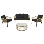 Eladio Outdoor Sofa Set 3 Seater, 2 Single seater and 1 Center Table (Light Brown) Braided & Rope - Image 2