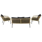 Eladio Outdoor Sofa Set 3 Seater, 2 Single seater and 1 Center Table (Light Brown) Braided & Rope - Image 4