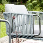 Astor Outdoor Garden Balcony Sofa Set 3 Seater , 2 Single Seater and 1 Center Table Set Braid & Rope (Grey-Off White) - Image 6