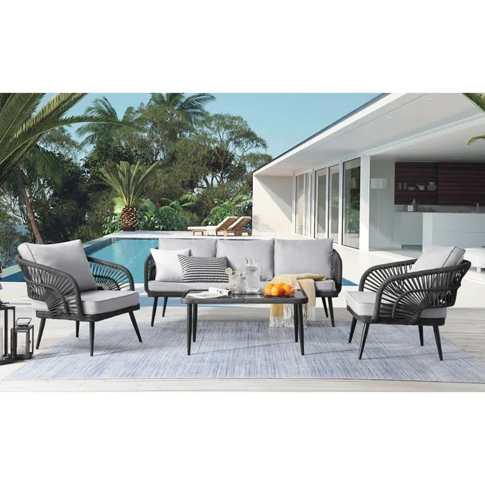 Aibhlinn_4_PiFece_Rattan_Complete_Patio_Set_with_Cushions Elodia Outdoor Sofa Set 2 Seater , 2 Single seater and 1 Center Table - Image 1