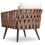 tya Kisele Outdoor Sofa Set 2 Seater, 2 Single seater and 1 Center Table (Brown) Braided & Rope - Image 6