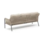 Jisax Outdoor Garden Balcony Sofa Set 3 Seater,2 Single seater and 2 Center Table Set (Tan) Braided and Rope - Image 2