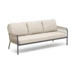 Jisax Outdoor Garden Balcony Sofa Set 3 Seater,2 Single seater and 2 Center Table Set (Tan) Braided and Rope - Image 3