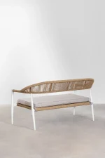 Marianela Outdoor Sofa Set 2 Seater, 2 Single seater and 1 Center Table Set (White+Brown) Braided & Rope - Image 5