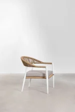 Marianela Outdoor Sofa Set 2 Seater, 2 Single seater and 1 Center Table Set (White+Brown) Braided & Rope - Image 10