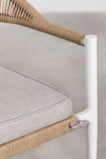 Marianela Outdoor Sofa Set 2 Seater, 2 Single seater and 1 Center Table Set (White+Brown) Braided & Rope - Image 12