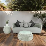 Fonsie Outdoor Sofa Set 3 Seater 1 Side Table and 1 Center Table Set (Grey) Braided & Rope (Copy)