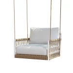 Ulek Single Seater Hanging Swing Without Stand For Balcony , Garden Swing (White + Tan) Braided & Rope - Image 4