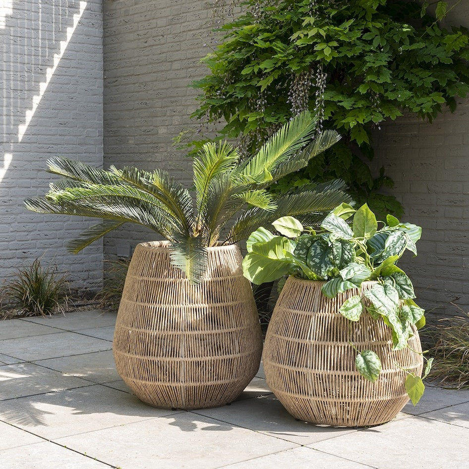 Lorenzo-planters-natural-02 Lenki Outdoor Planters For Garden , Balcony (Tan) Braided & Rope - Image 1