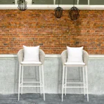 Sezgin Outdoor Patio Bar Chair 2 Chair For Balcony Braided & Rope (Ivory) - Image 2