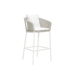 Sezgin Outdoor Patio Bar Chair 2 Chair For Balcony Braided & Rope (Ivory) - Image 4