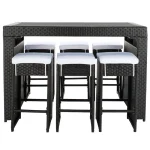 Ferdi Outdoor Patio Bar Sets 6 Stools and 1 Table (Black) - Image 4