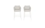 Dupont Outdoor Patio Bar Chair 2 Chairs For Balcony (White) Braided & Rope