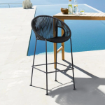 MINIATI OUTDOOR PATIO BAR CHAIR 1 CHAIRS FOR BALCONY (BLACK)
