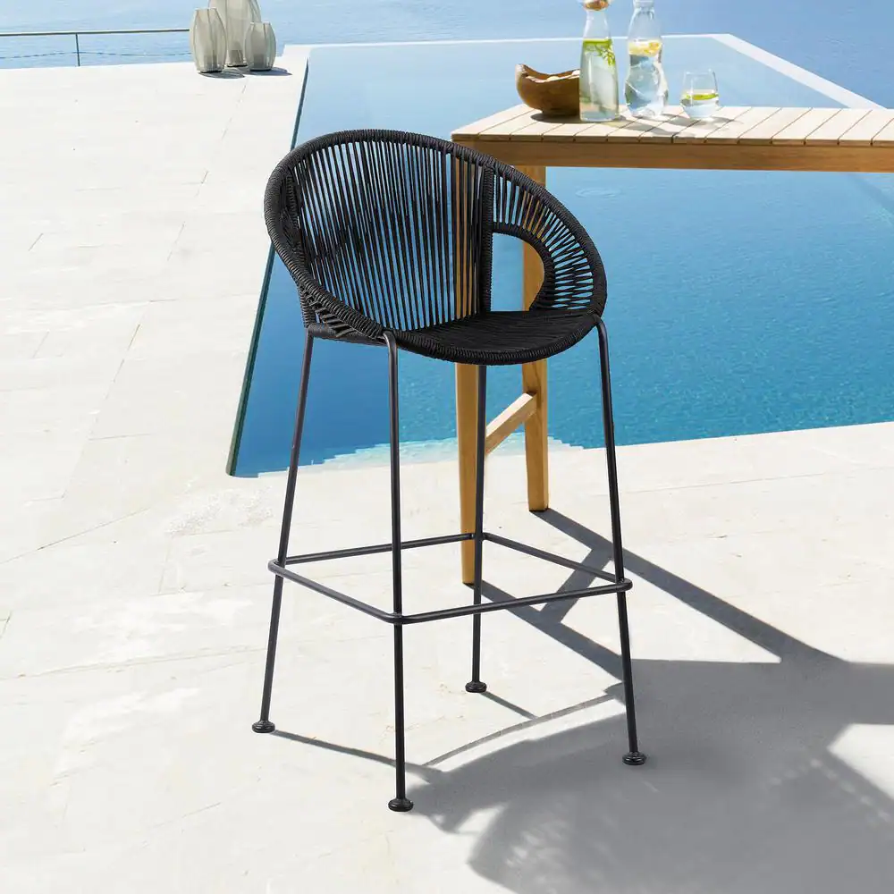 armen-living-outdoor-bar-stools-lcacbabl26-31_1000 MINIATI OUTDOOR PATIO BAR CHAIR 1 CHAIRS FOR BALCONY (BLACK) - Image 1
